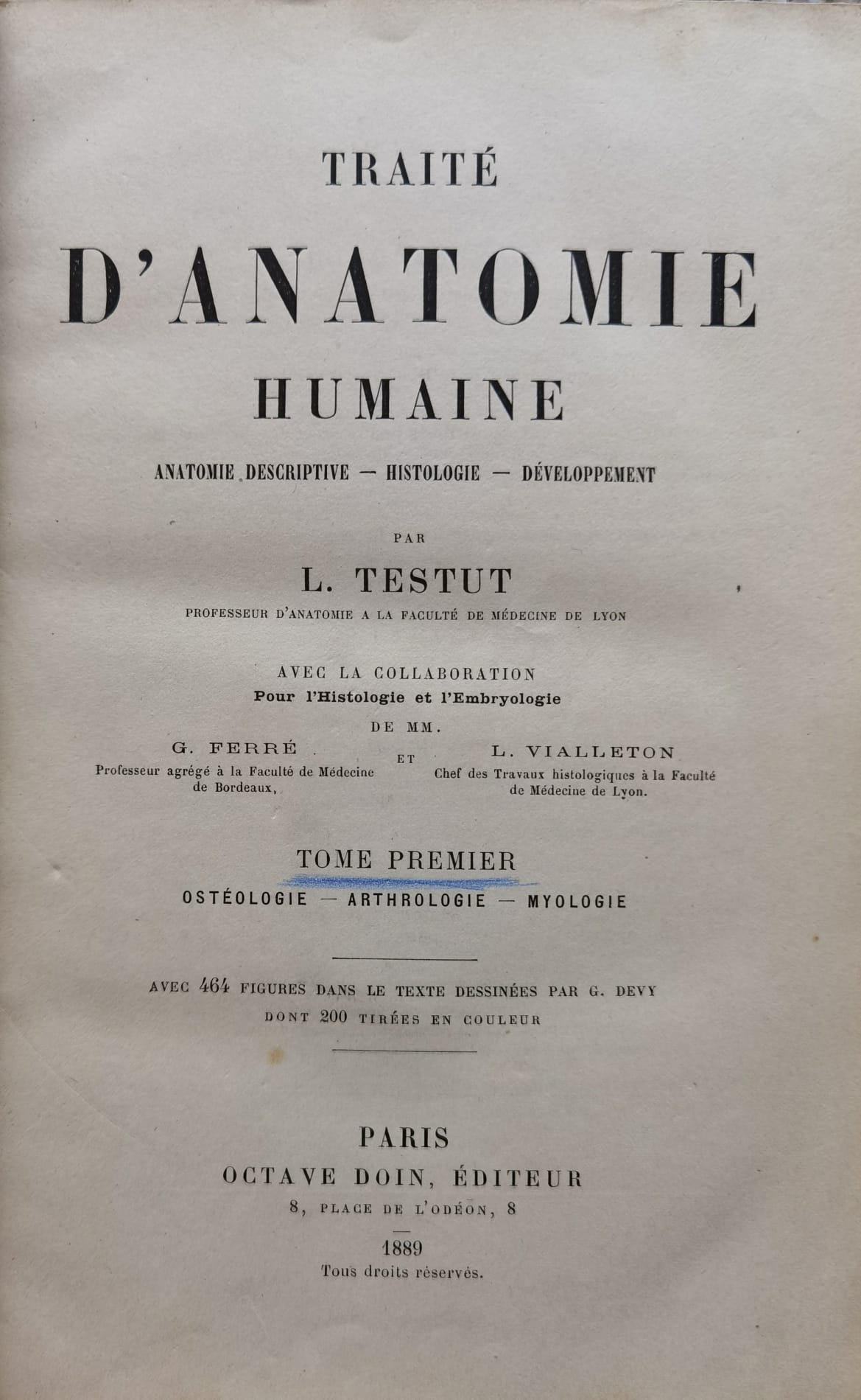 TRAITE D'ANATOMIE HUMAINE                                                                 ...